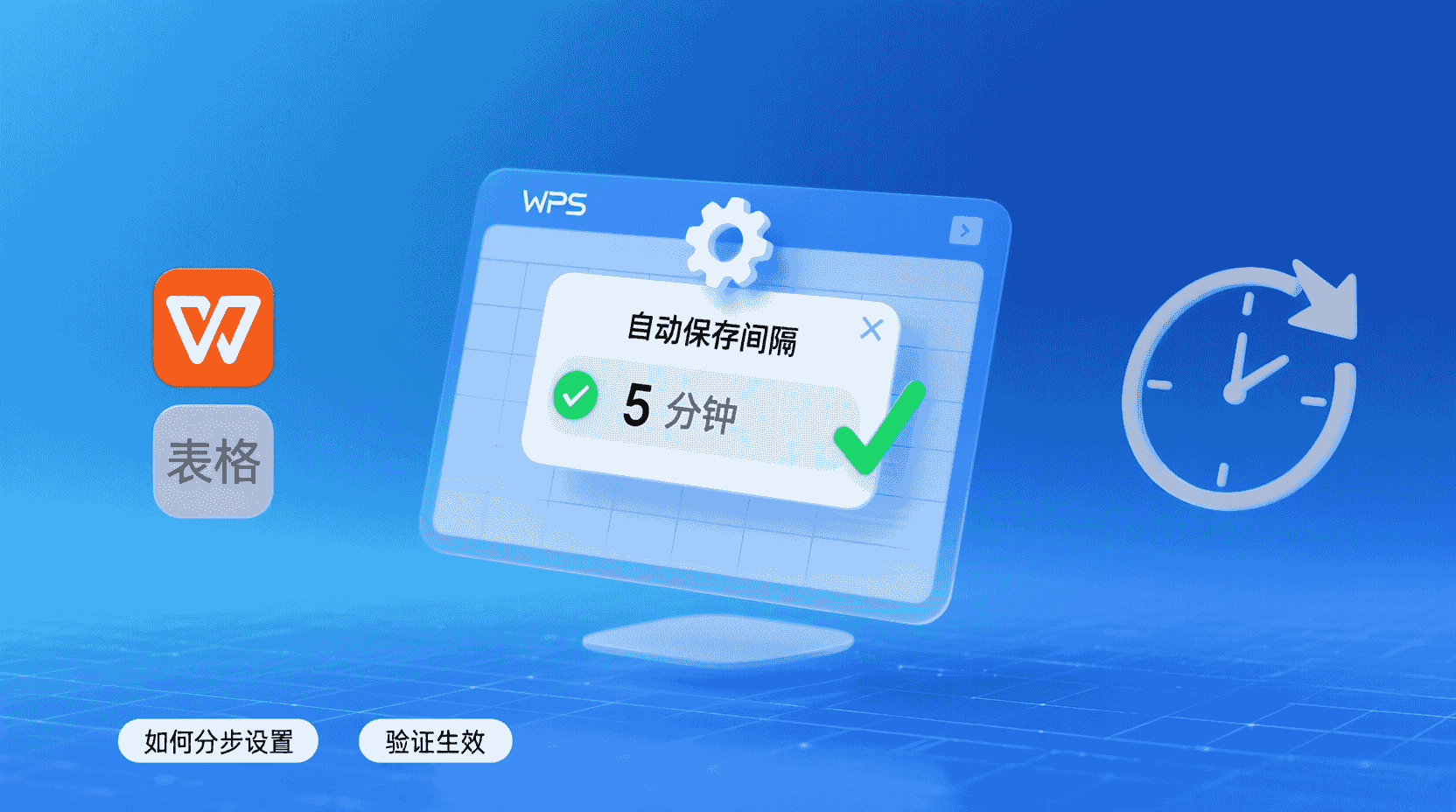 如何分步设置WPS表格自动保存间隔并验证生效？