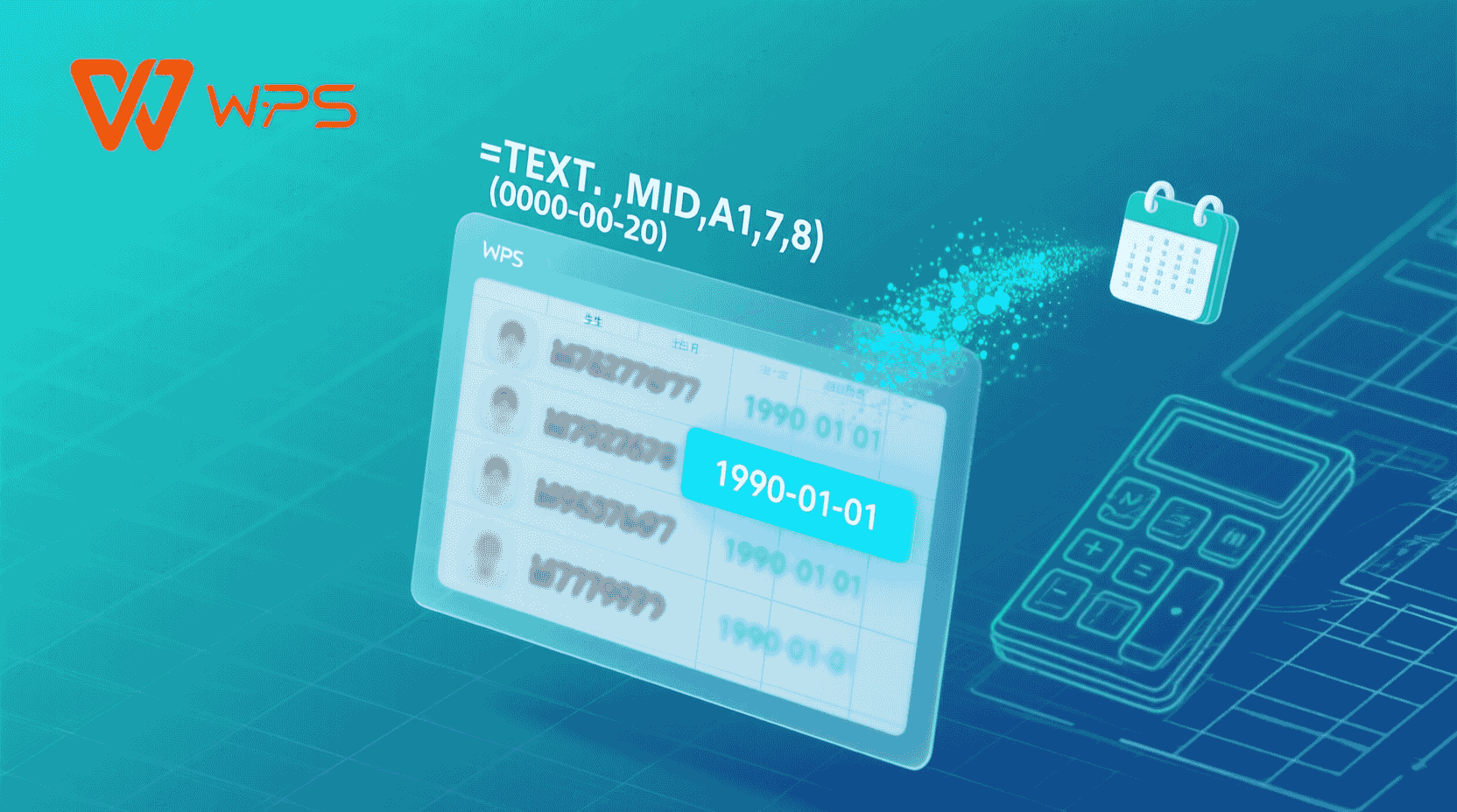 WPS表格如何用函数提取身份证号中的出生日期？